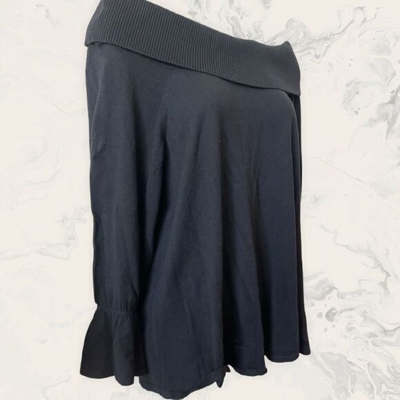 CeCe Off-the-Shoulder Ruffle Long Sleeve Sweater - size L - Black - Picture 2 of 6